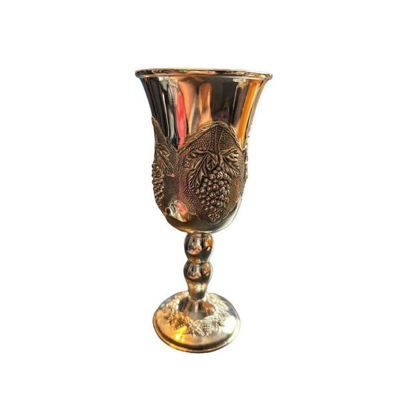 Vintage Silver Plated Kiddush Cup With Grape Vine Motif 4.25" Tall - Picture 8 of 8